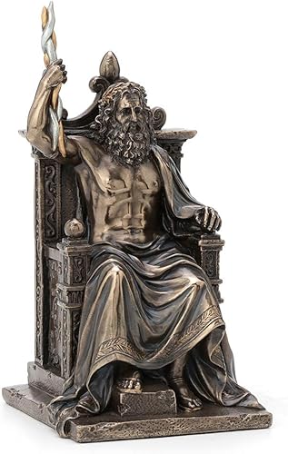 Miniatura 4 de Veronese Design Zeus de 8,1 pulgadas sosteniendo Thunderbolt en el trono griego romano dios bronce antiguo acabado Olympia estatua