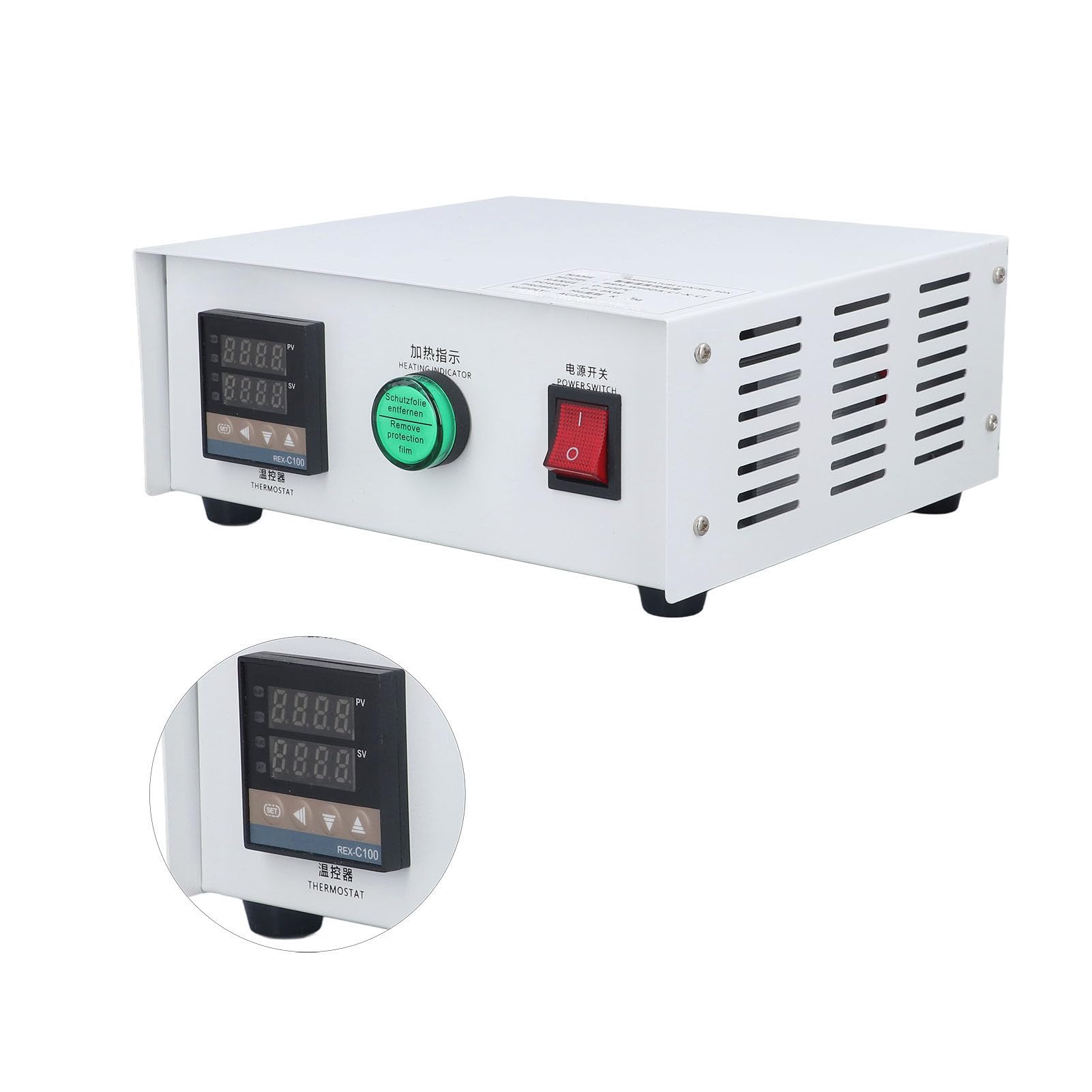 Cocoarm Kit de Controlador de Temperatura PID, Caja de Control de Temperatura Digital de Acero Inoxidable CA 220 V 32 a 752 °F K Salida SSR de Termopar para Plataforma de Calentamiento de Molde de