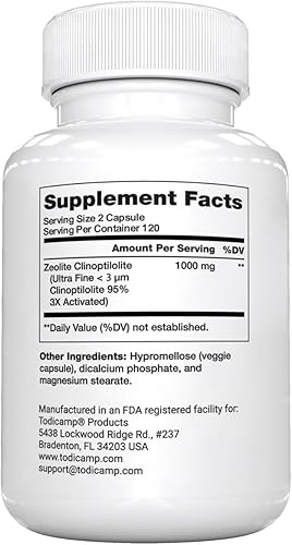Miniatura 2 de TODICAMP Zeolite Detox 240 Cápsulas - Cápsulas de zeolita Sorbolit Ultra FINE 1-2 m - Zeolita Clinoptilolita en polvo 95% - Suplemento de zeolita