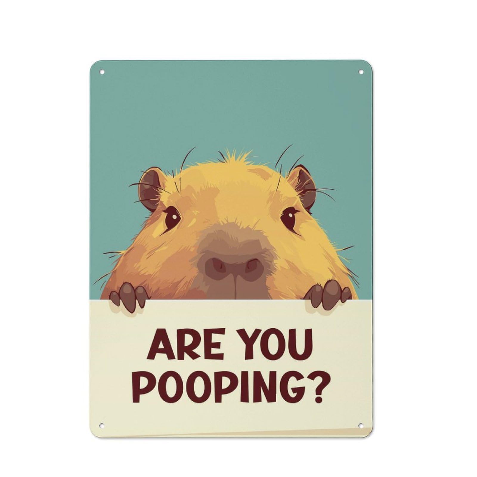 Capybara Are You Pooping Industrial-style Tin Sign 40x30cm for Café Or Home Bar, for Cooler-month Interiors with Industrial Character