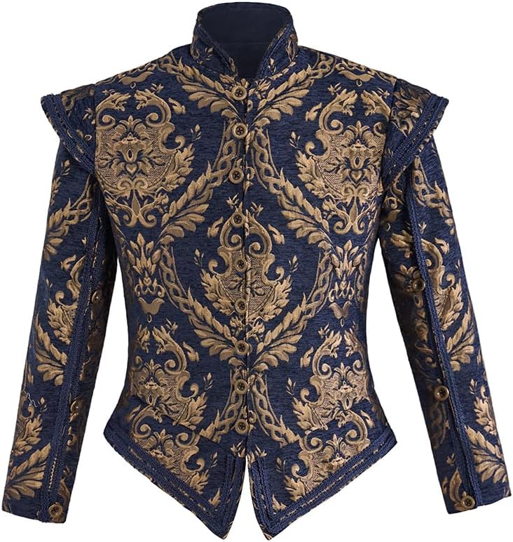 Mens Tudor jacket Coat Tudor Elizabethan Period Noble King Colonial Pirate Costume Doublet with Removable Sleeves
