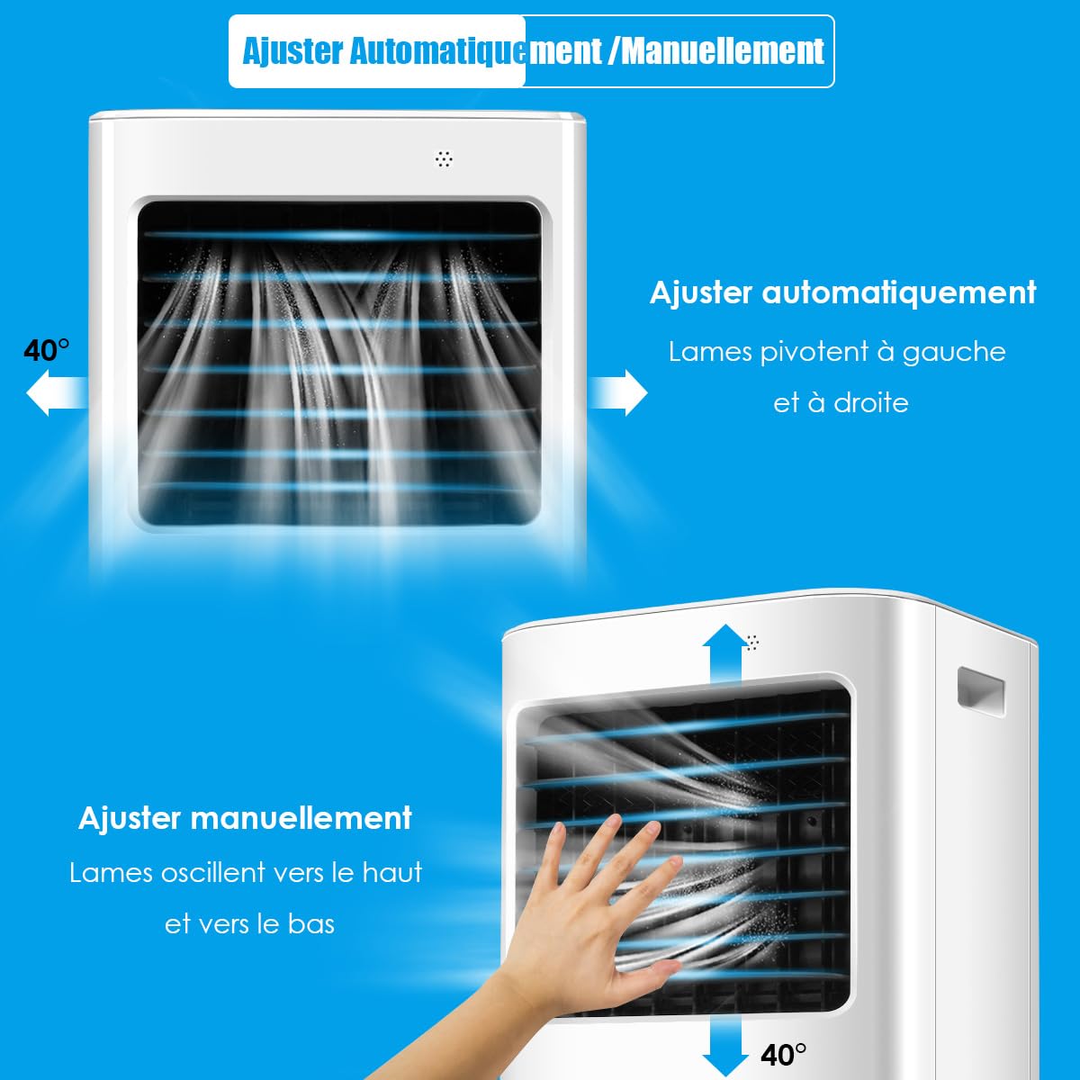 GOPLUS Rafraichisseur d’Air 4 en 1 avec Télécommande, Ventilateur Portable Mobile Sans Évacuation, Réservoir d’Eau 20L, 4 Vitesse, Refroidissement, Purification, Minuterie 7,5H, Silencieux, Chambre
