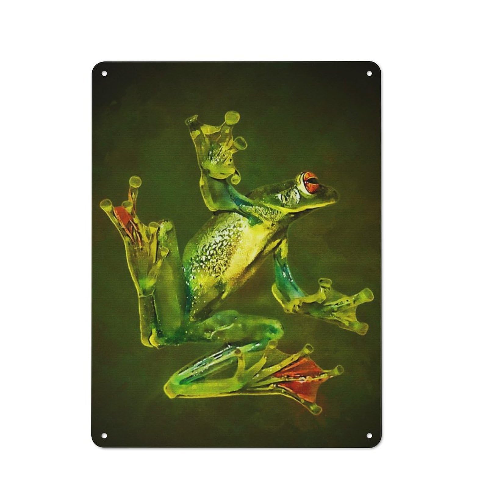 Junmoney Green Frog Retro Metal Wall Sign 40X30cm For Studio Or Craft Room, For Metal Sign Collectors, For Garage And Workshop Walls