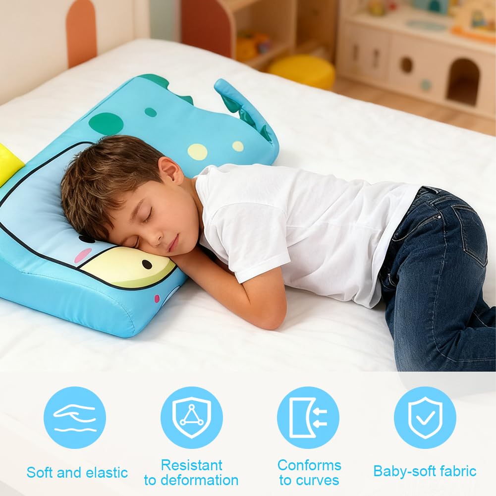 RANJIMA Schlummerkids poduszka dziecięca z pamięcią kształtu, ergonomiczna, oddychająca, hipopotam