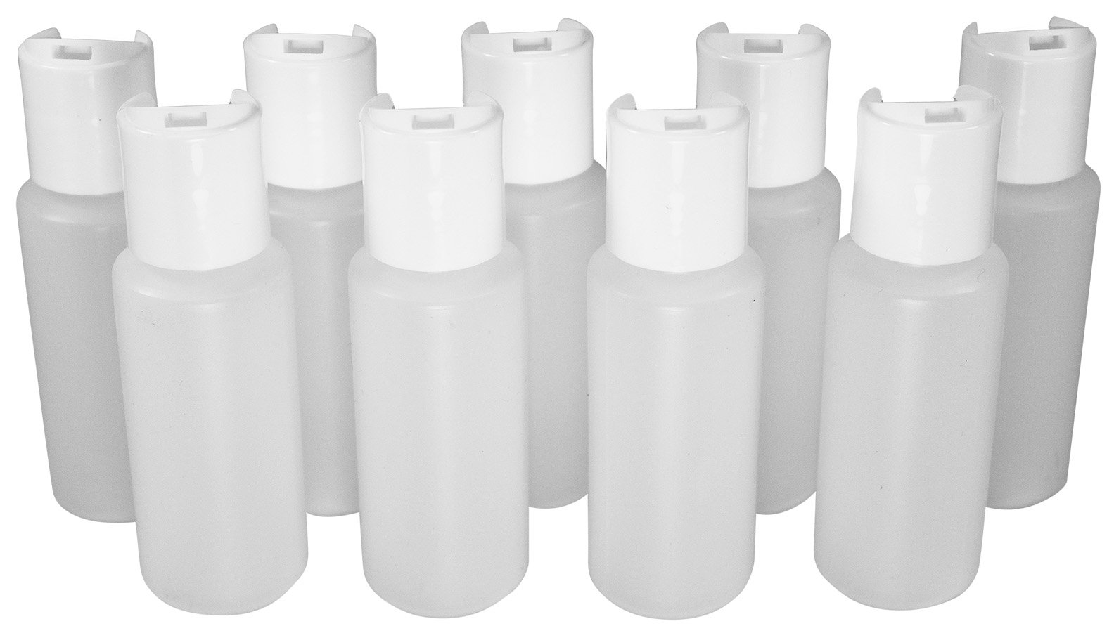 Pinnacle Mercantile2 oz Empty Plastic Squeeze Bottles with Disc Top Flip Cap Set of 9 Travel Size Perfect for Hand Sanitizer, Lotions Gels, Shampoo