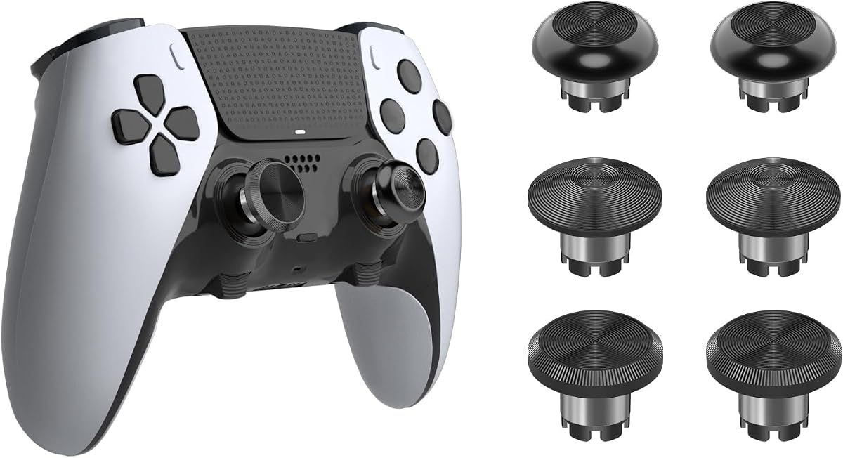 CHARM FOCUS Metal Thumbsticks for PS5 Edge Controller, Analog Thumb Sticks Caps Replacement Kit for PS5 Dual Sense Edge Stick Module, 6 Joysticks, Black
