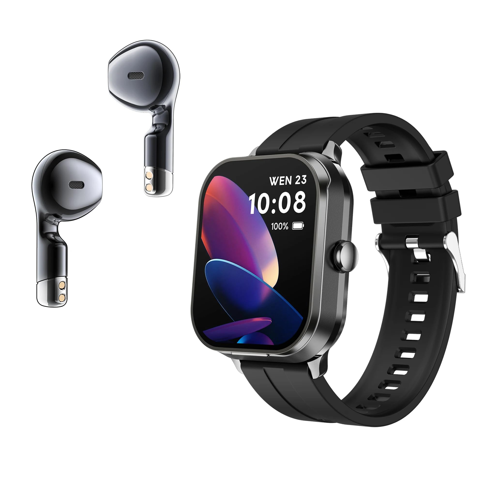 SAAVIQ D8E 2-in-1 Smartwatch with Built-In TWS Earbuds | Health Monitoring, Sports Tracker, NFC, Bluetooth Calling, Long Battery Life, Full Touch HD Display Smart Fitness Watch for Men & Women (Black)-image-32