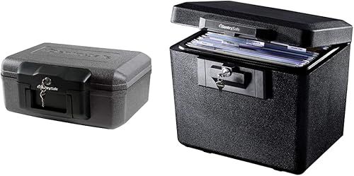 SentrySafe Caja ignífuga 1200 con cerradura de llave, 0.18 pies cúbicos, color negro y caja ignífuga 1170 con cerradura de llave de 0.61 pies