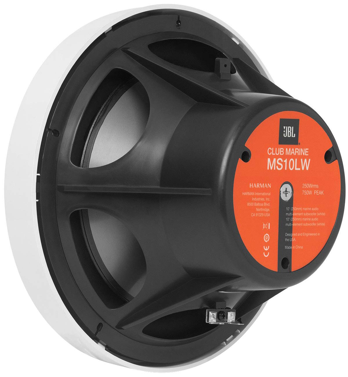 JBL - Subwoofer audio multi-elemento Marine Series 10" (250mm) con illuminazione RGB 250W - Bianco