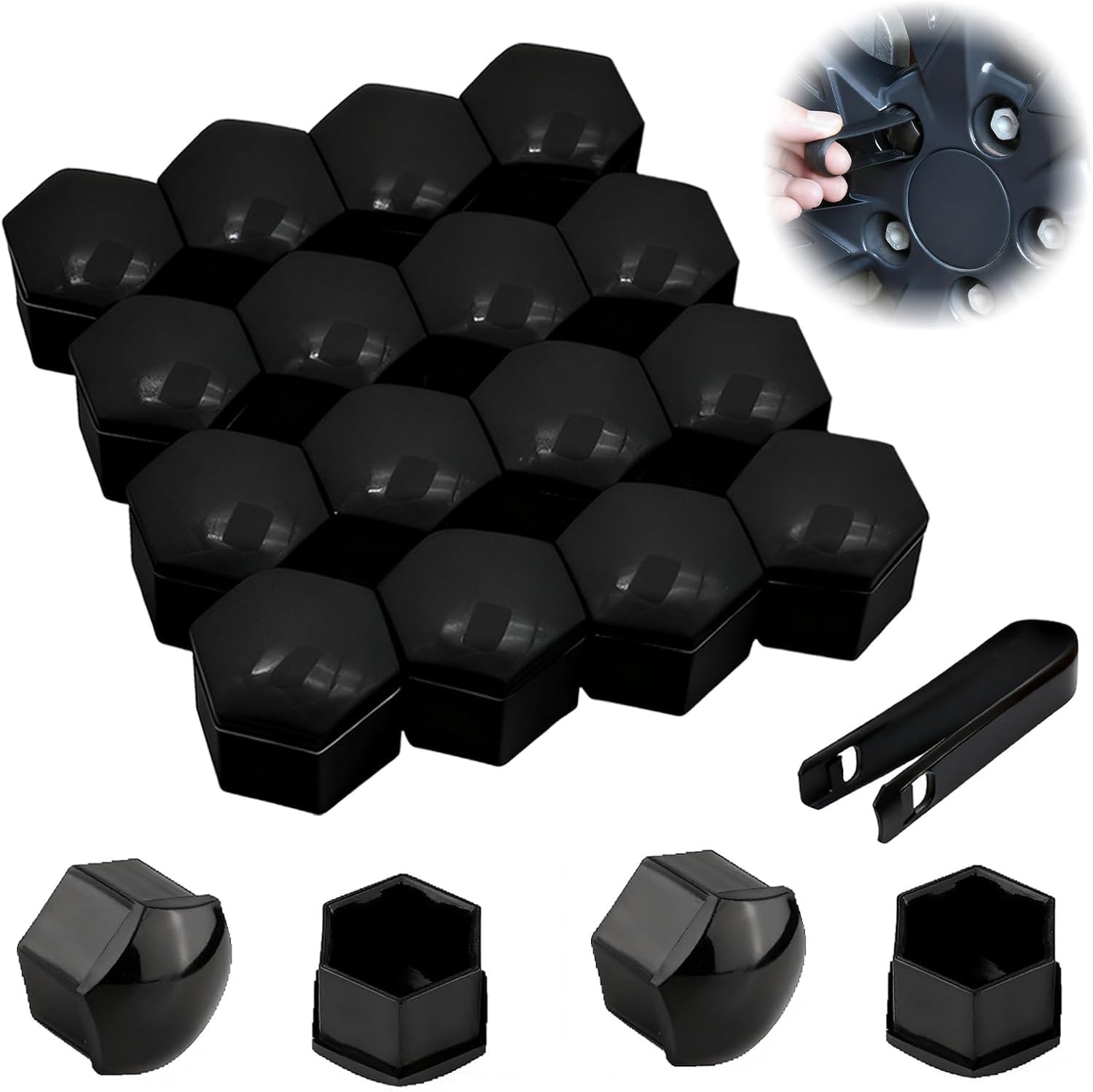QIZUN 20 Pcs Car Wheel Nut Bolt Covers Caps for Mazda CX30 CX-30 2020-2023, Wheel Center Lug Bolt Dust Covers Durable Lug Nut Protector Covers with Removal Tool,17mm