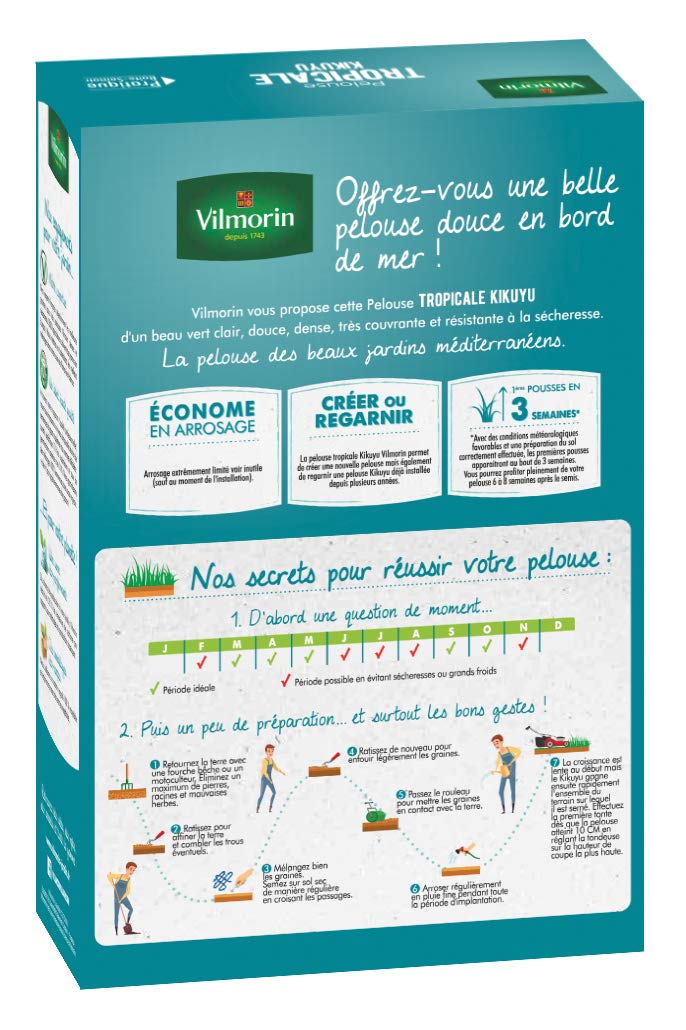Vilmorin 4344512 - Césped Tropical Kikuyu, verde, 500 g