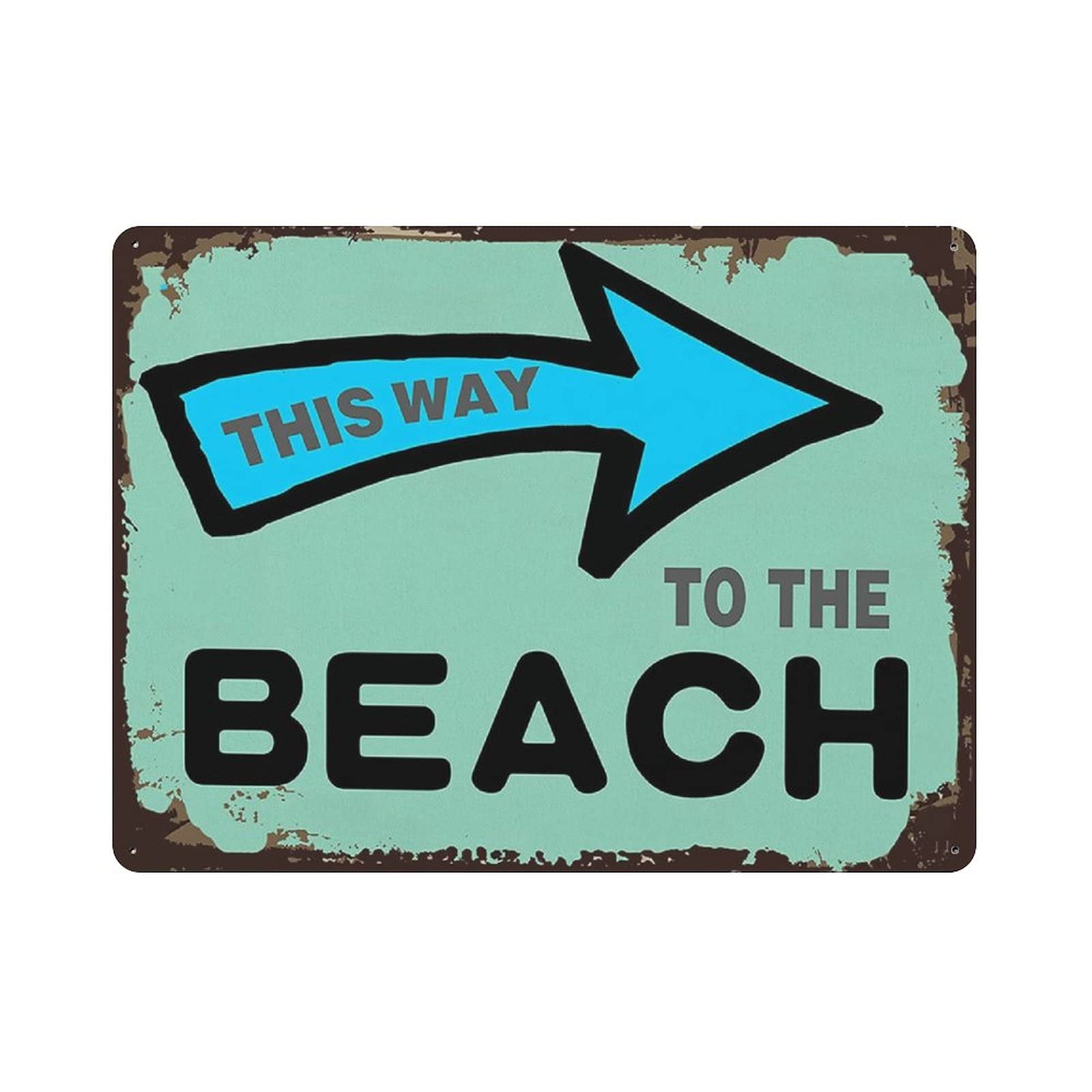 woodlogic Metal Tin Sign This Way to The Beach1 Vintage Tin Poster Metal Sign Wall Decoration Country Kitchen Home Garage Decor 12"x16"