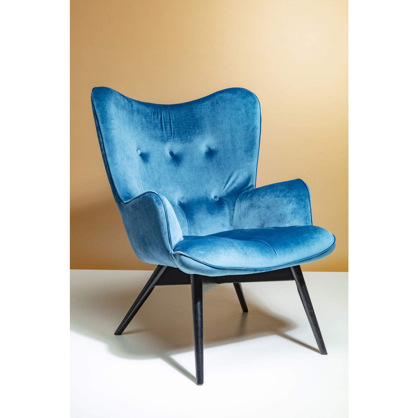 Kare Design Sessel Black Vicky, Petrol, Sessel, Polstersessel, Samtoptik, Buchenholz Beine, 94x73x83 cm (H/B/T)