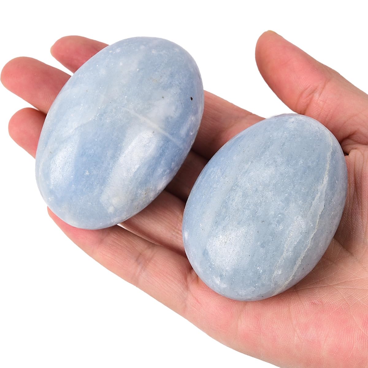 JIC Gem2 Pcs Polished Palm Stones Pocket Worry Stones Crystal Healing Irregular Gemstone Chakra Reiki
