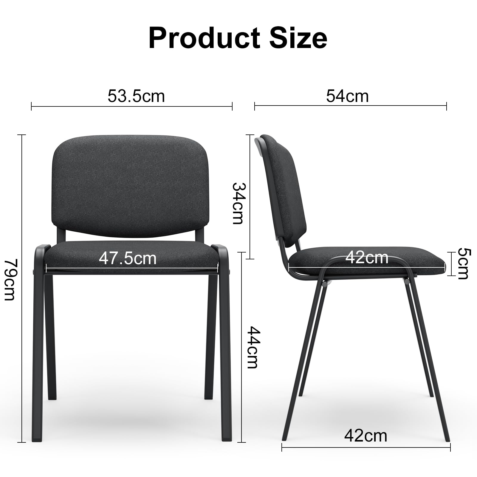 BASETBL Chaise de Conférence Empilable, Chaise Visiteur avec Rembourrage et Structure en Métal Solide, Chaise Empilable pour Salle de Conférence, Salle d’Attente et Espace d’Accueil - Deux Chaises