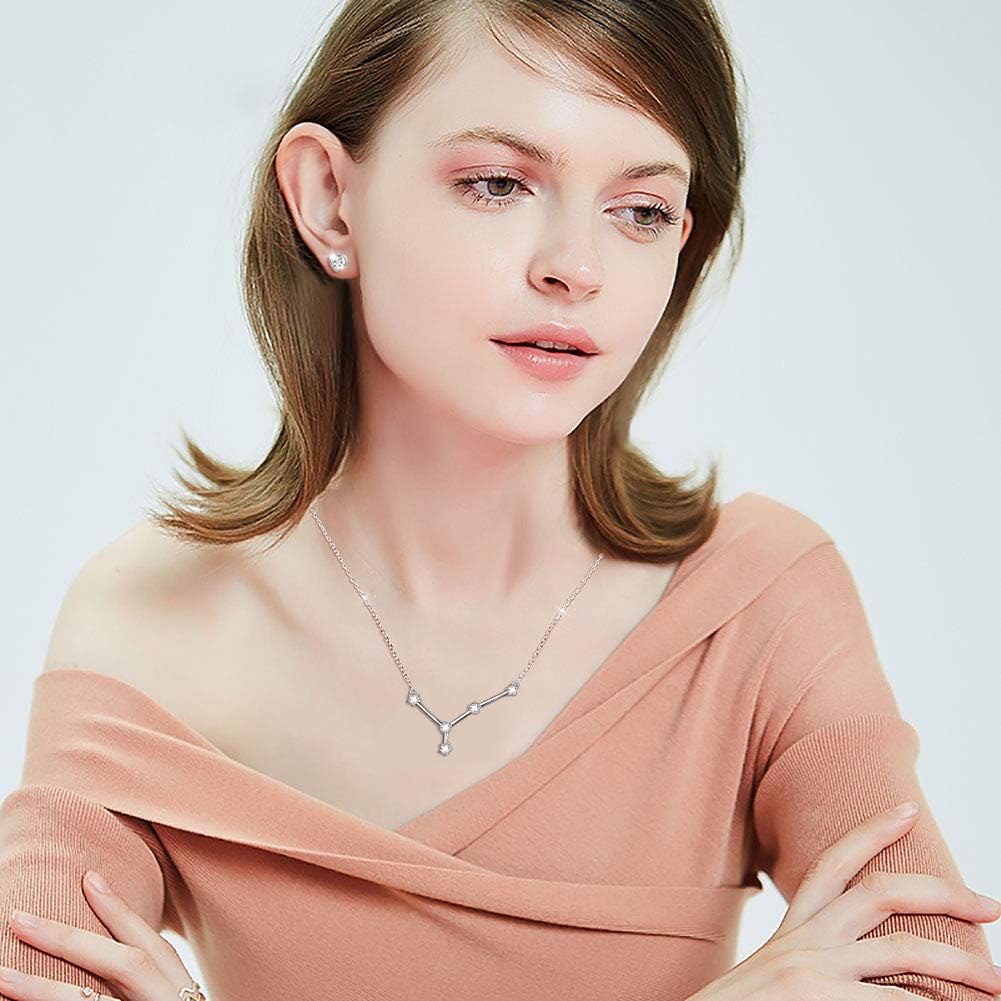 925 Sterling Silver CZ Astrology 12 Constellation Horoscope Sign Astrology Zodiac Star Necklace Birthday Jewelry for Women,18-20 inch - Image 2