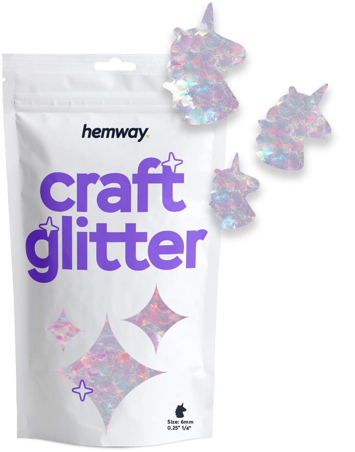 Hemway Craft Glitter Unicorn Shape, 50g, Mother of Pearl, Unicorn - Mother Of Pearl Iridescent, 50g / 1.8oz