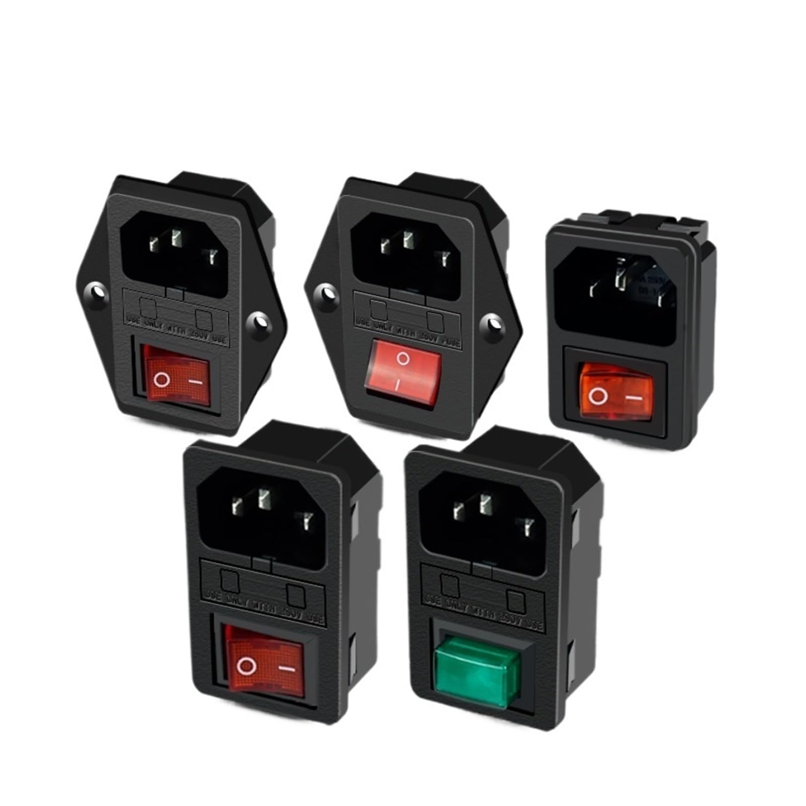 Presa di Cablaggio Tipo Presa di Alimentazione CA con Coperchio 10a Maschio e Femmina con Telaio con Fusibile(HKF6/DB-14 15A Switch)