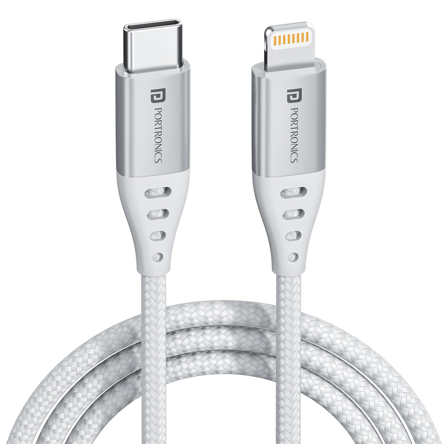Portronics Konnect L1 20W Type C to 8 Pin Quick Charging Cable with Nylon Braided, Metal Heads, 1 m Length (White) for Smartphone (B0B36FWW2Q) Amazon Price History, Amazon Price Tracker