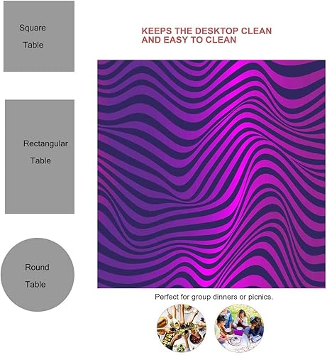 Miniatura 3 de Manteles De Mesa De Tela Multicolor para Fiestas Línea Visual Gradiente Ilusión Óptica Divertida Mesa De Picnic Para Decoración De La Cena Del
