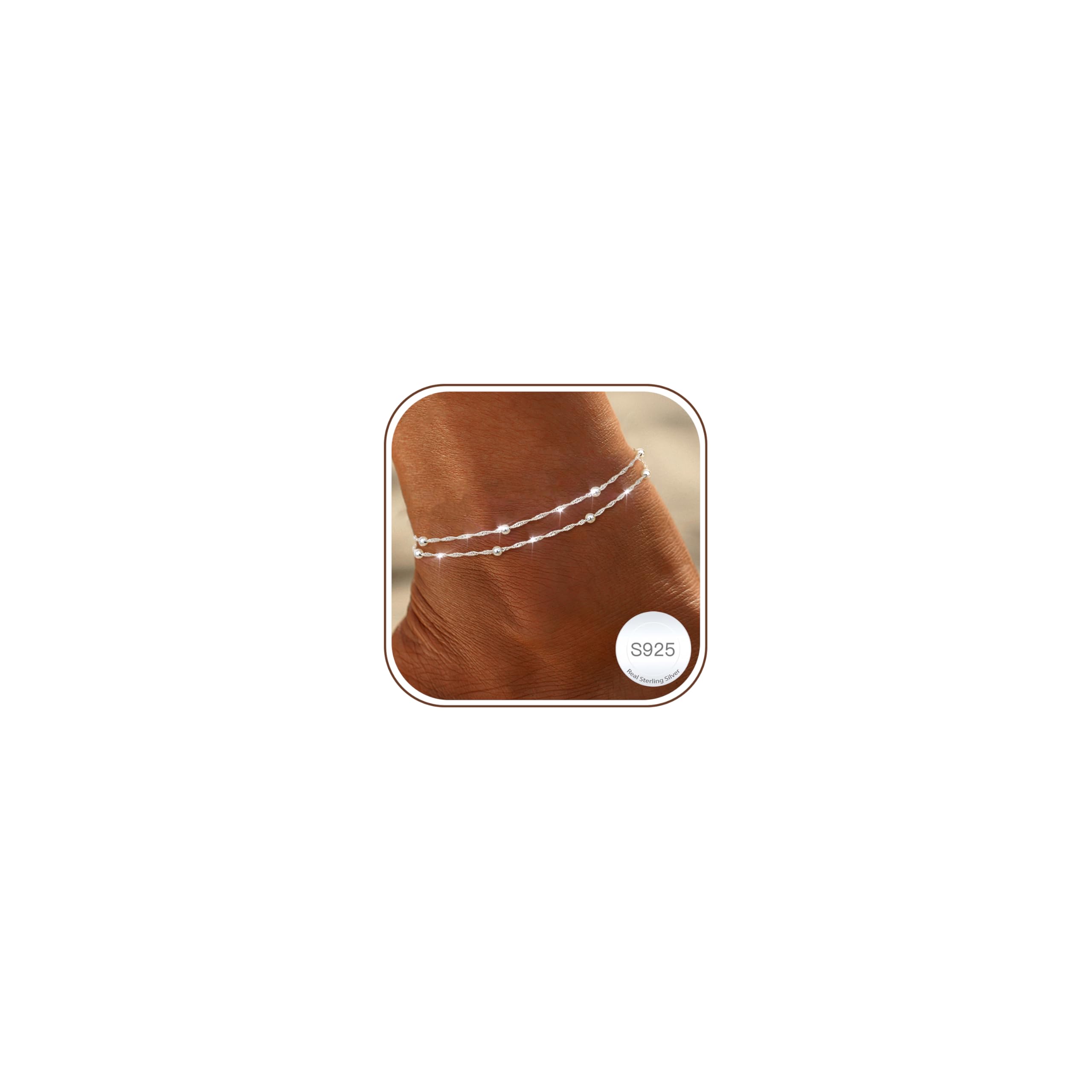LOLIAS Cavigliera Donna Argento 925 Impermeabile Cavigliera Argento 925 Donna Farfalla Cuore Perline CZ Cavigliere Donna