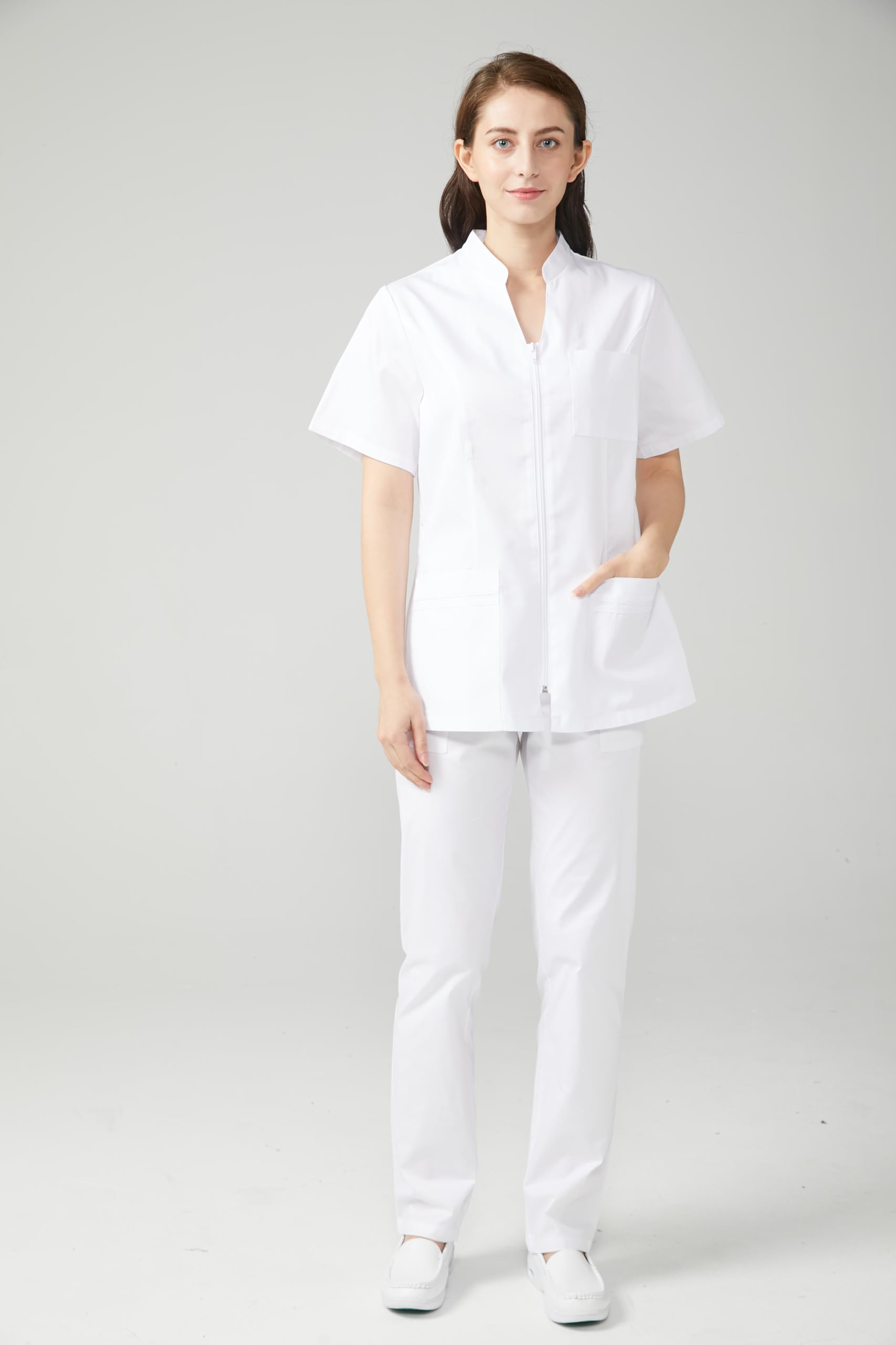 Victory Uniforme Sanitario Mujer Profesional Médico Cómodo Transpirable Resistente Uso Diario Hospital Clínica Laboratorio Trabajo Algodón Poliester Cremallera Lavable 702-8312