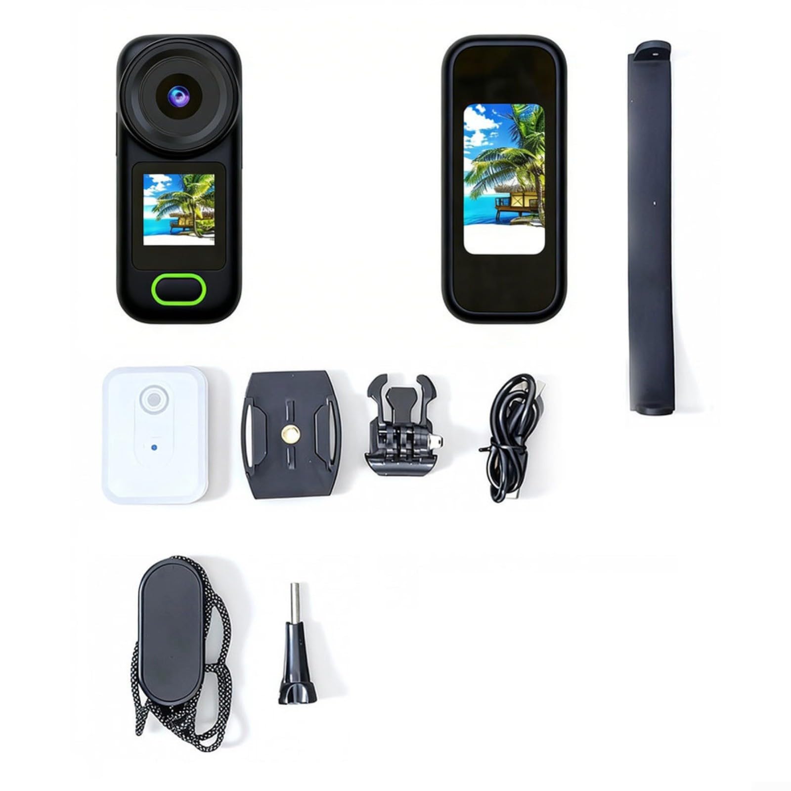 Action Camera 4K da 12 MP, piccole dimensioni, mani libere, POV, vlogging, casco, per ciclismo, moto, sport all'aria aperta, in ABS, colore nero, corpo compatto (nero)