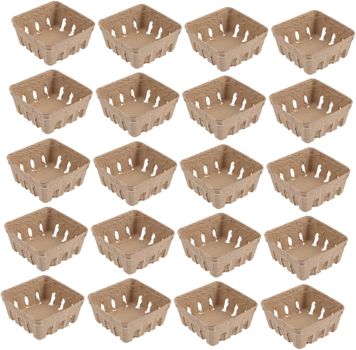 60Pcs Biodegradable Paper Pulp Berry Baskets Lightweight Fruit Storage Trays for Household Picnic Camping Portable Decorative Berry Containers for Kitchen and Outdoor Use