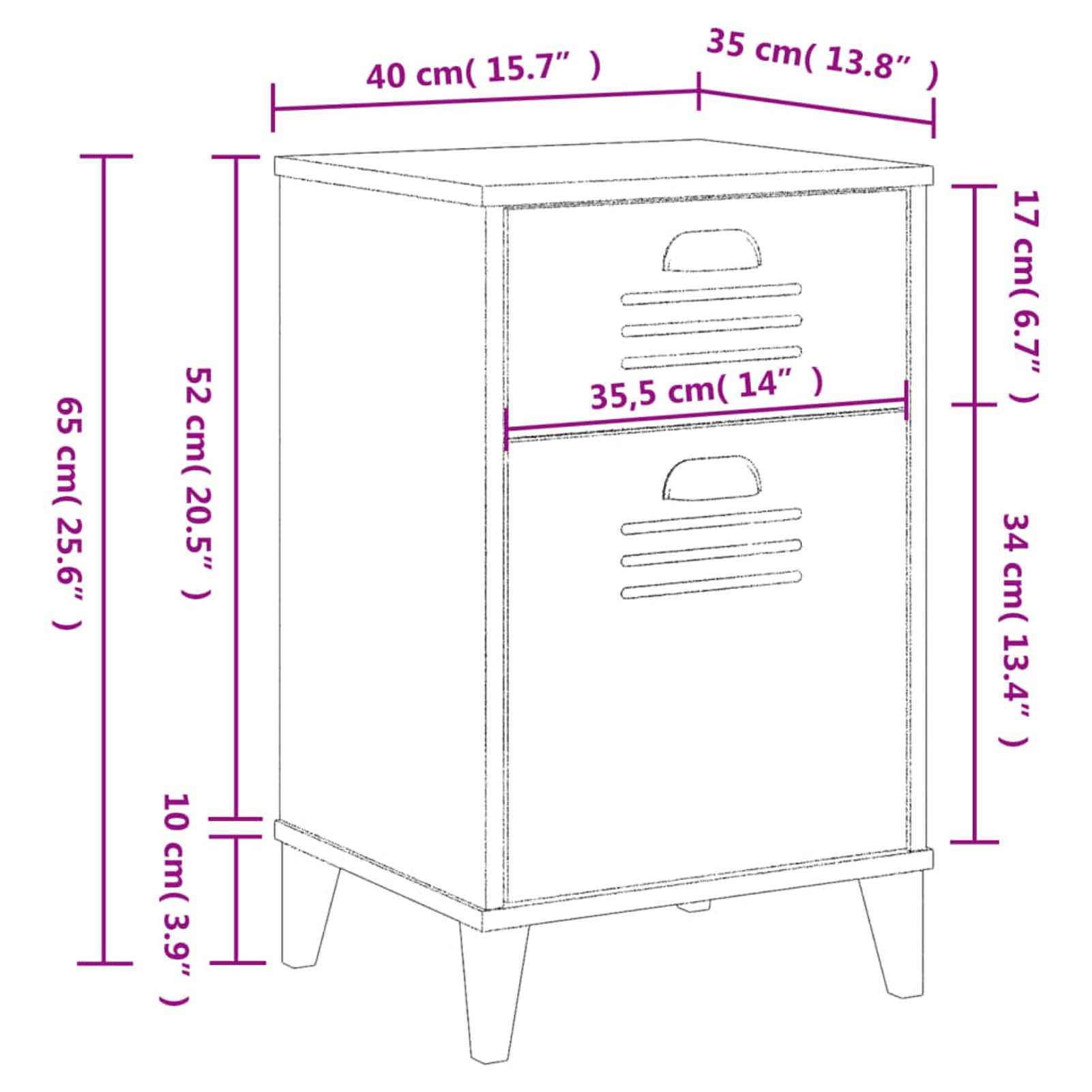 Nachttisch VIKEN Weiß 40x35x65 cm Holzwerkstoff | Stabil & feuchtigkeitsbeständig, 1 Schublade + 1 Türfach, einfache Reinigung mit feuchtem Tuch