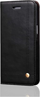 Retro Funda para Samsung Galaxy Plus  DaGeLon Moda Elegancia Flip Cover Vintage Folio Libro Carcasa Cuero Totalmente Protectora Anti Ara azos Caso Deluxe Fina Case con Cierre Magn tico  Negro
