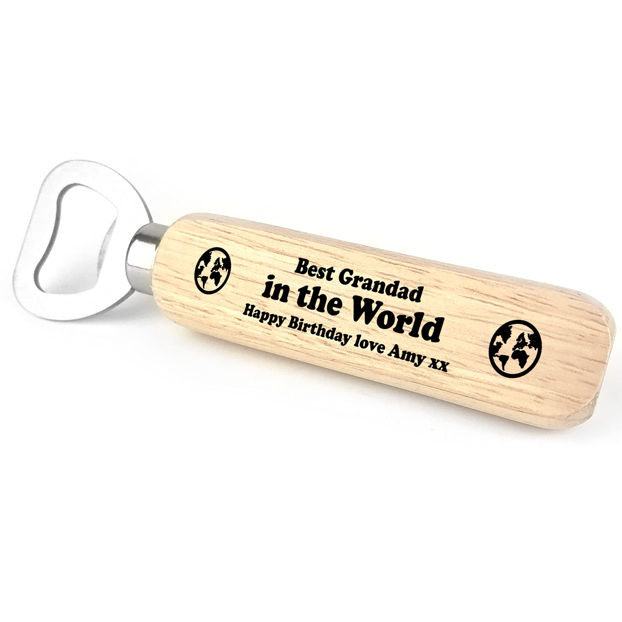 Personalised Best Grandad Gift for Birthday Wooden Bottle Opener Novelty Gift for Him Keepsake
