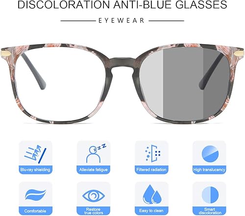 Miniatura 3 de YIMI Gafas de Bloqueo de Luz Azul Fotocromáticas para Mujeres y Hombres Marco Completo Anti Rayos UV Filtro Gafas de Computadora Gaming