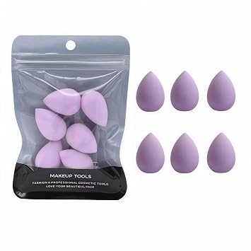 6PCS Mini Makeup Sponge, Black Small Beauty Sponge Blender Set for Foundation, Powder, Concealer Highlight,and Eye Shadow Purple