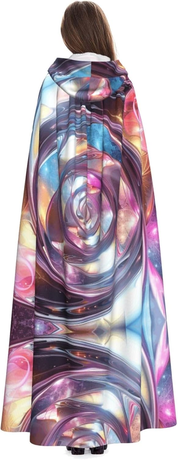 Colorful fractal vortex Unique Darkness Poncho Shawl - Customizable Wearable Blanket for Women, Perfect Halloween Costume Accessory, Knight, Akatsuki, and More