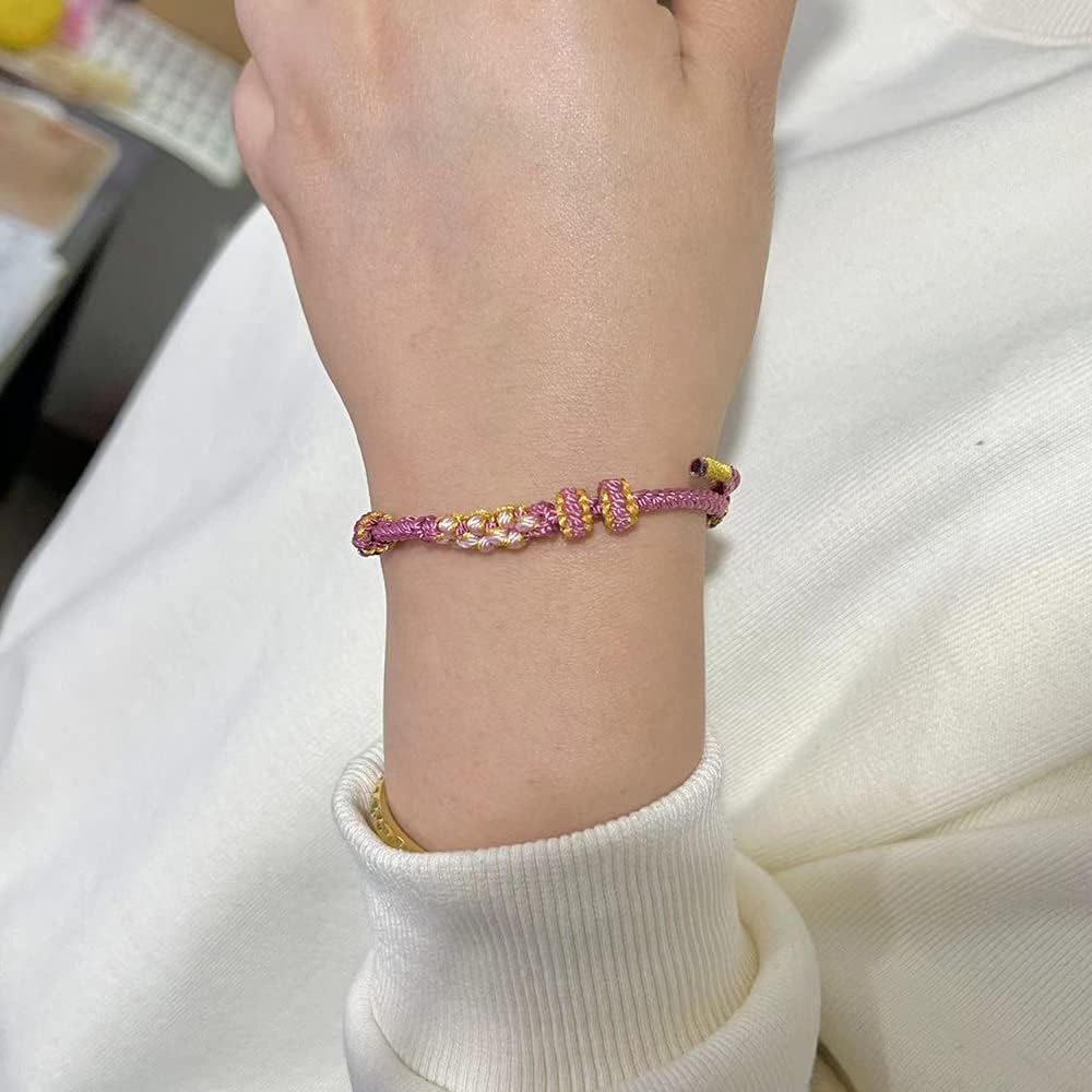 To My Granddaughter Bracelet "A Link That Can Never Be Undone"Peach Blossom Bracelet,Adjustable Braided Bracelet for Women, Inspirational Birthday Jewelry Christmas Stocking Stuffers for Women (pink) - Image 4