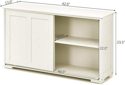 Miniatura 3 de GORELAX Armario de buffet con almacenamiento, aparador de cocina apilable con puertas correderas, armario de almacenamiento con estantes ajustables,