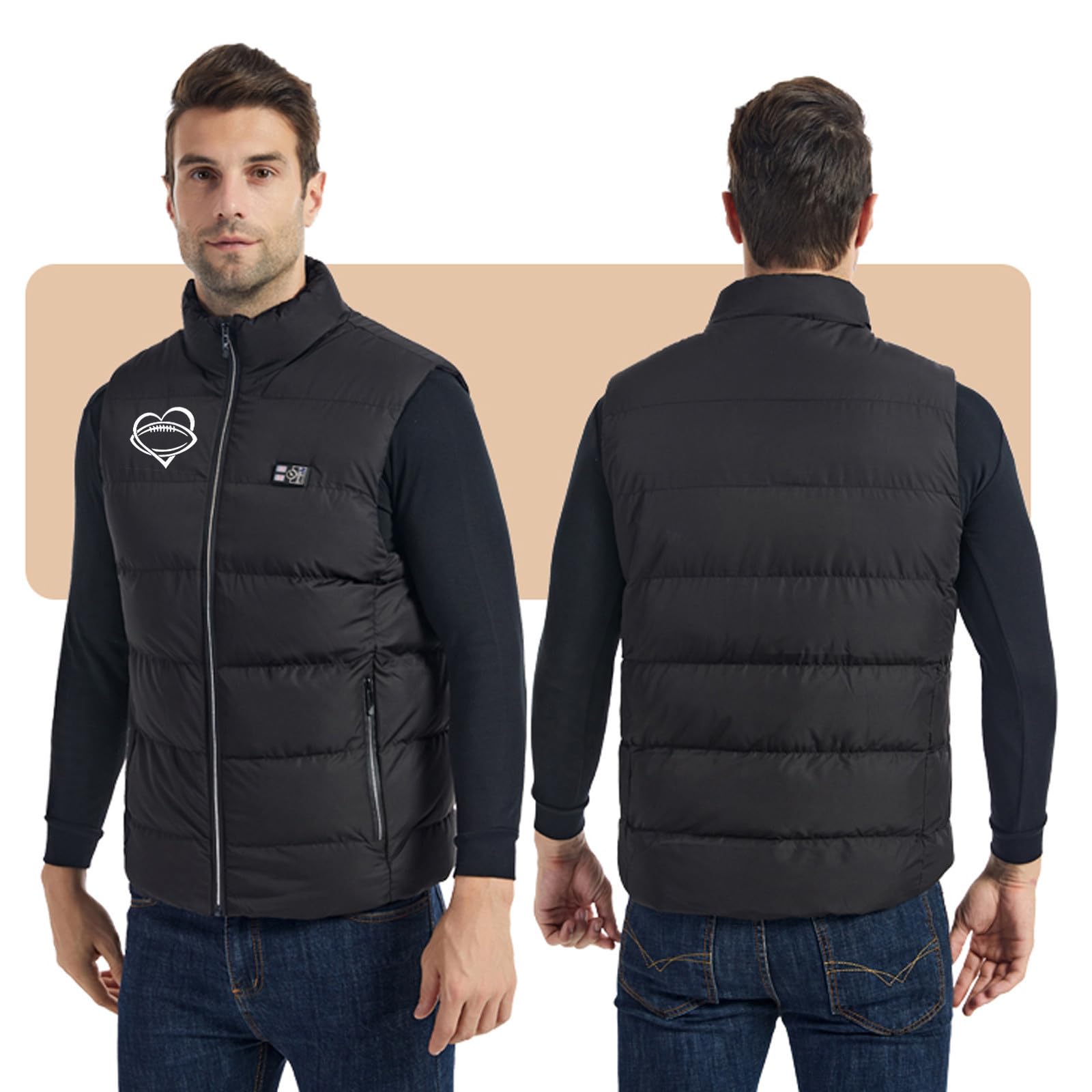 Gilet riscaldato per uomo e donna, leggero e impermeabile, con 2 temperature regolabili, per attività all'aperto, in pile polare (senza power bank)