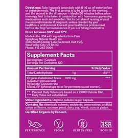 Femmenessence MacaLife - Clinically Proven Perimenopausal Organic Vegan Supplement for Natural Hormone Balance, Symptom Relief, Heart & Mood Support (360 Capsules, 180 Day Supply)
