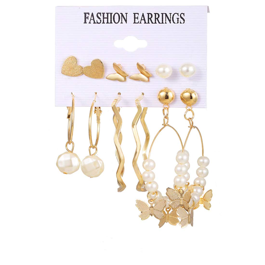 Gold-Toned Plated Earrings Combo Set
