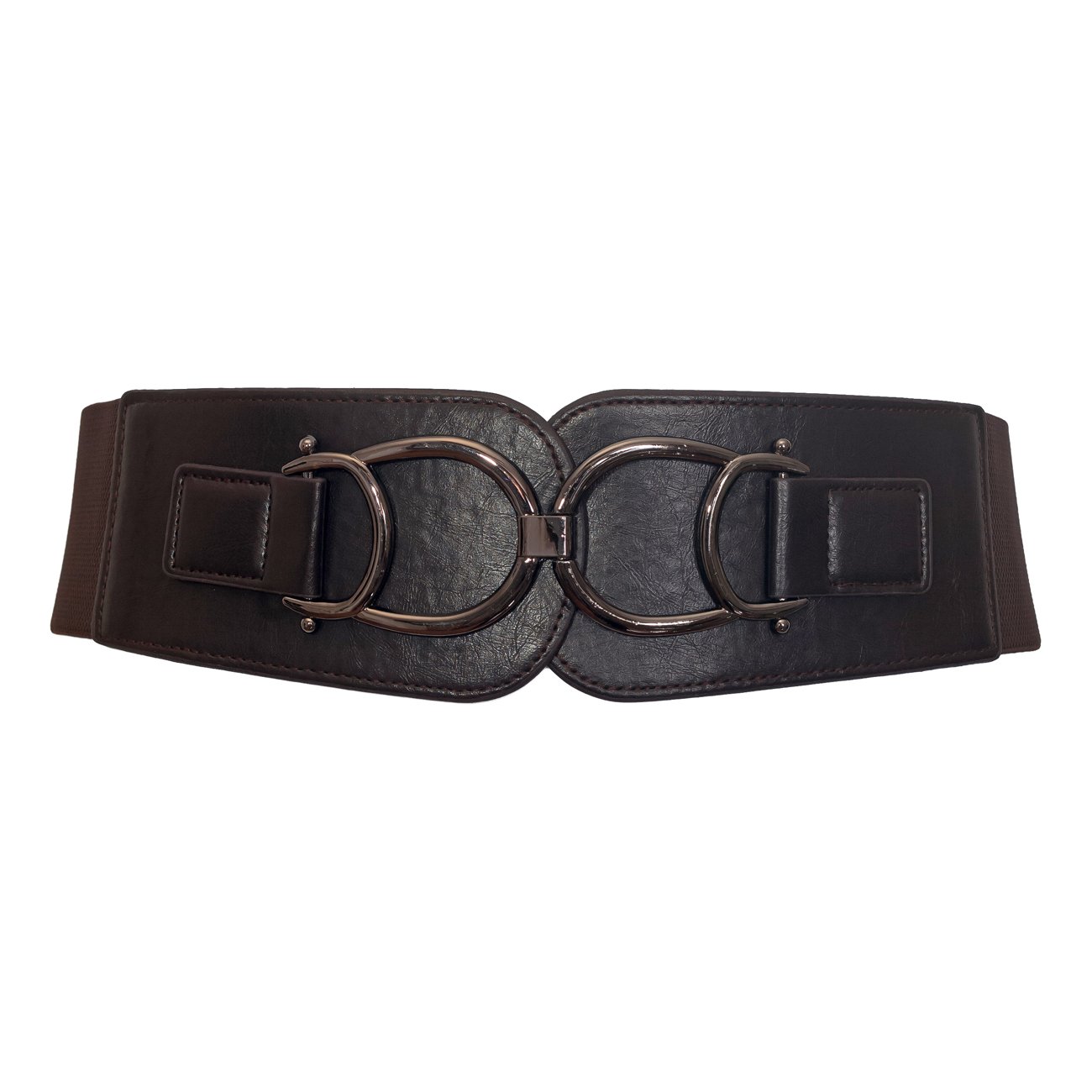 eVogues Plus Size Leatherette Elastic Belt Brown