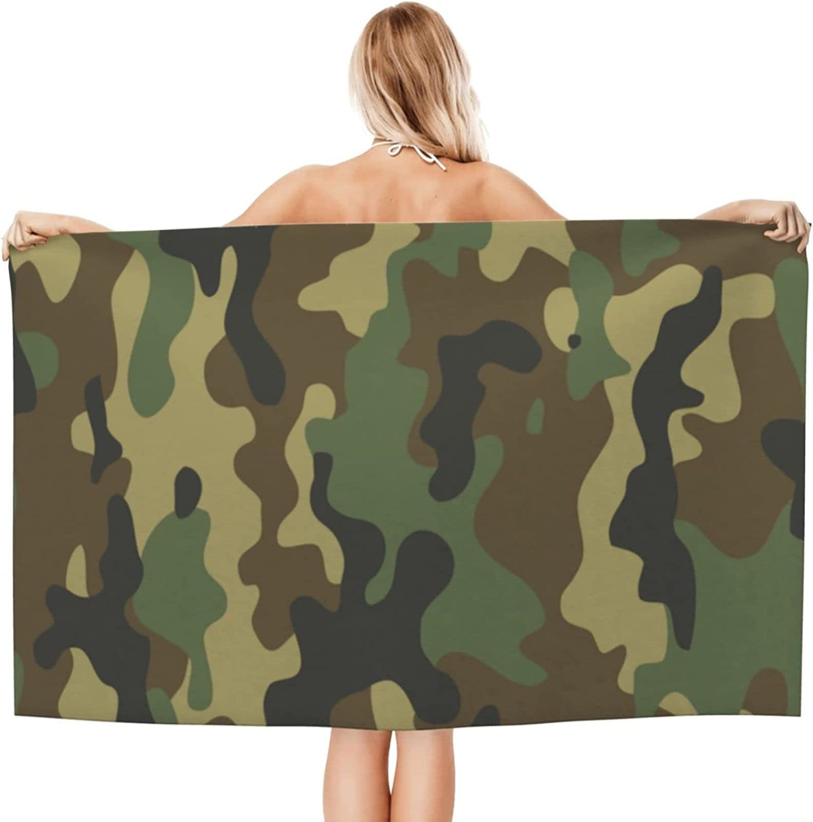 KATATI Camuffare Telo Mare Grande, Microfibra Asciugamano da Spiaggia, Teli Mare Camuffare, Asciugatura Rapida Antisabbia Adulti Teli Mare per Nuoto Campeggio 3D Telo Mare 150x200 cm