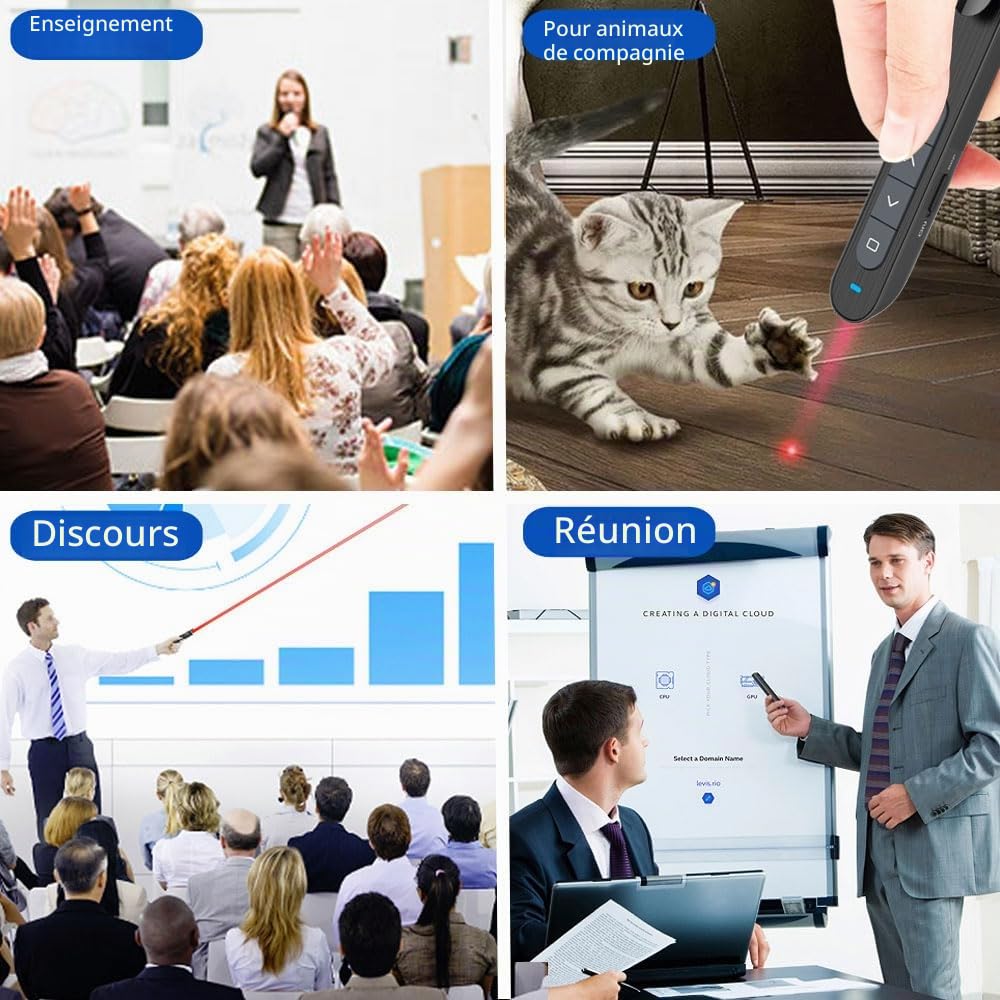 Powerpoint, 2.4GHz USB Presentation Cliqueur Zapette Powerpoint Pointeur Slide Télécommande de Présentation sans Fil pour Ordinateur PC Portable