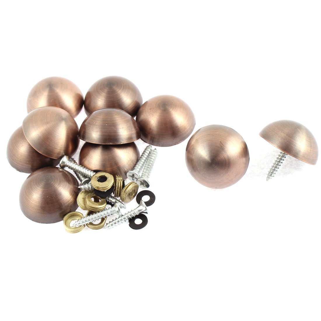 Aexit 10pcs 27mm Quality Parts Diameter Metal Semicircle Glass Mirror Screw Type Nail Decor Model:29as569qo415