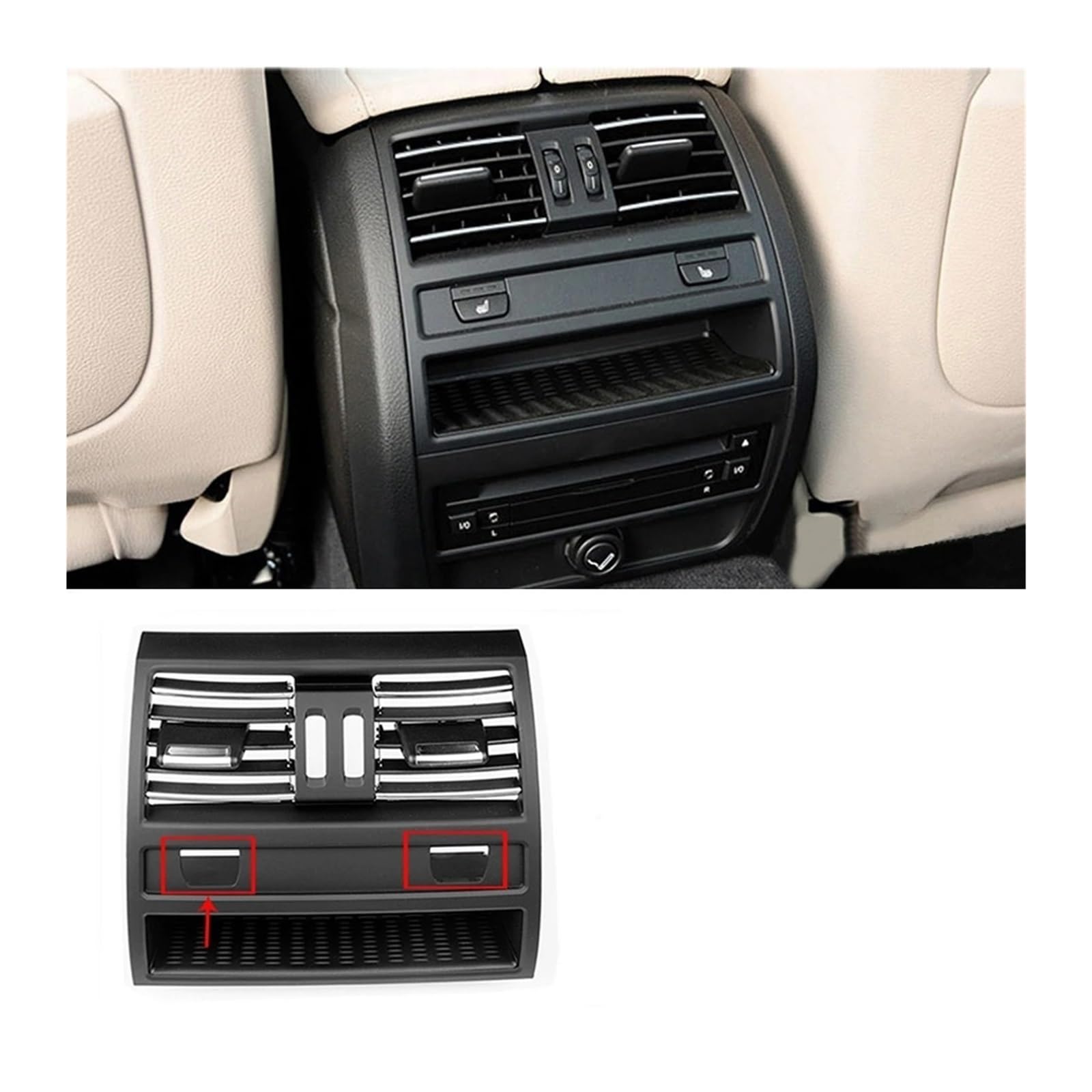 A/C Outlet Air Conditioning Vent Rear Center Console Air Vent Cover Vent Fresh Air Outlet Vents Grille For BMW F10 520D 530d F10 F18 525d 535d 5 Series(B with chrome)