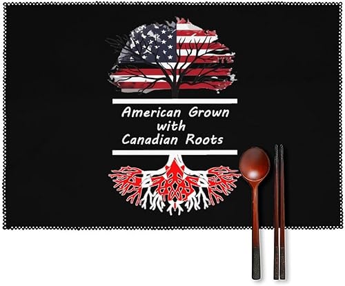 America Grown with Canadian Roots Placemats Set of 6 Resistant Table Mats Washable Place Mats for Dinner Party Table Decoration