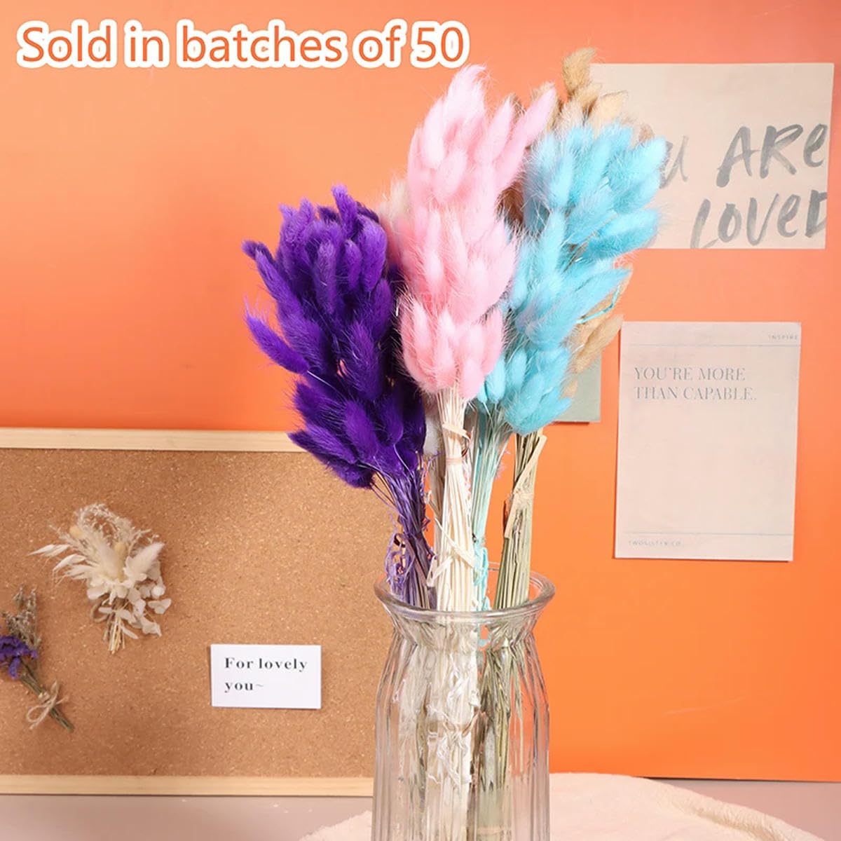 Lot de 50 Bouquets de Fleurs séchées en Forme de Queue de Lapin, décoration de fête de Mariage, Arrangement Floral Moelleux de Noël à Faire soi-même-22