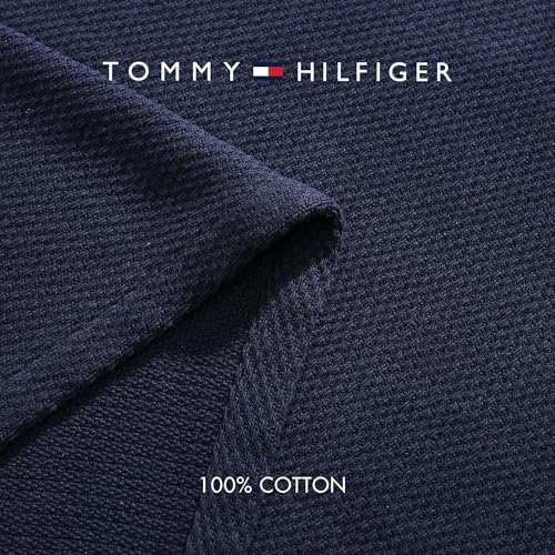 Image of Tommy Hilfiger - Queen Cotton Blanket, Textured Pique Weave Bedding, Medium Weight Soft Blanket, Anti-Pilling & Fade Resistant, Ideal for Layering, Oeko-TEX Certified (Navy)