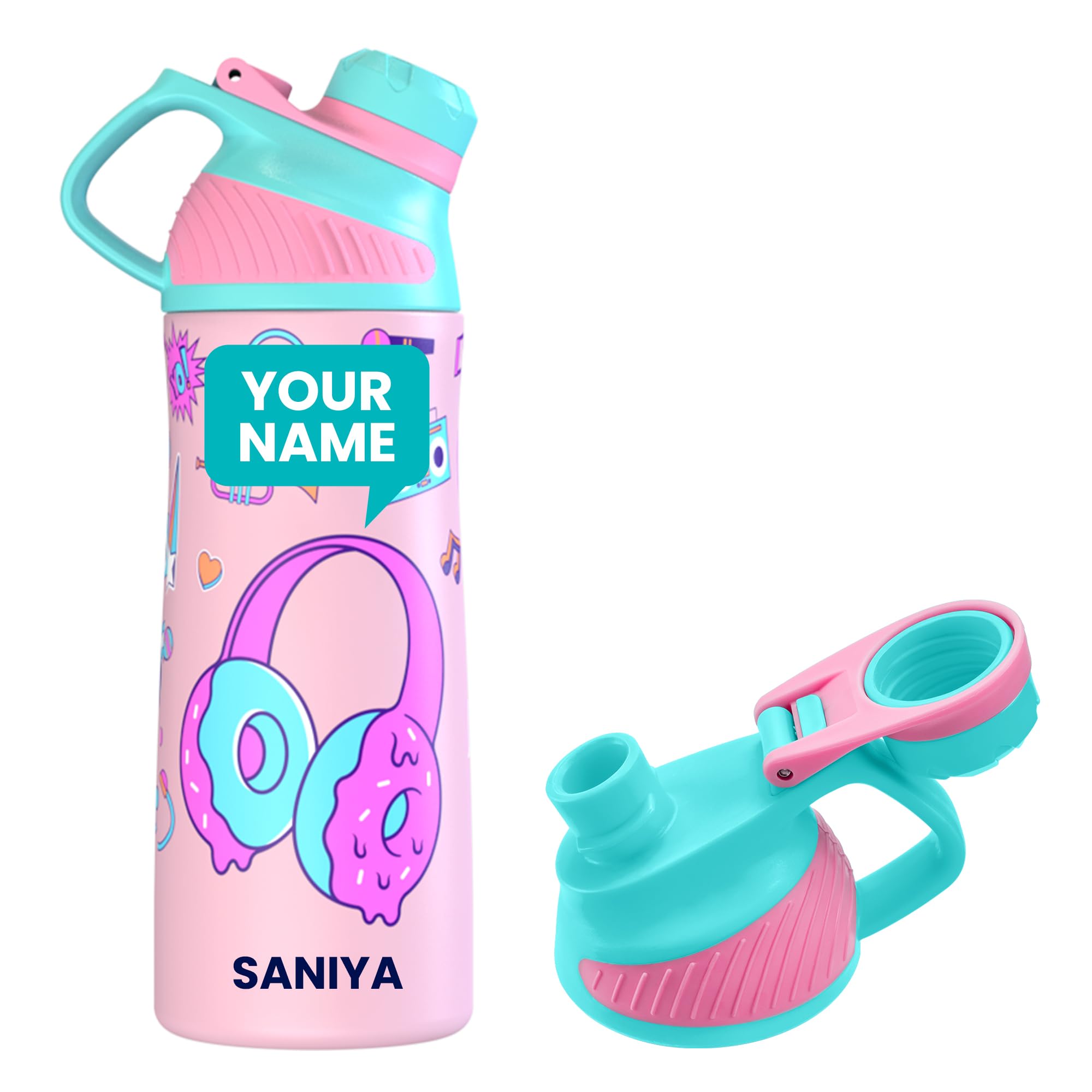 Rabitat ZYLO Personalized 550ml Kids Water Bottle for School | 2-Year Brand Warranty | Magnetic Flip Cap, Leakproof | Triple Insulated Stainless Steel Thermosteel Flask | 24 Hrs Hot & Cold, MissButter