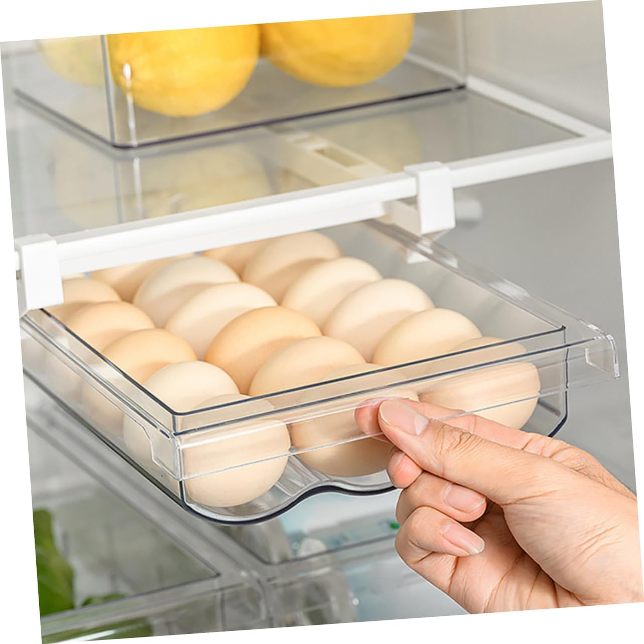 Refrigerator Egg Storage Box Drawer Holder Pull-Out Egg Organizer for Kitchen Plastic Dispenser Fridge Holder Container