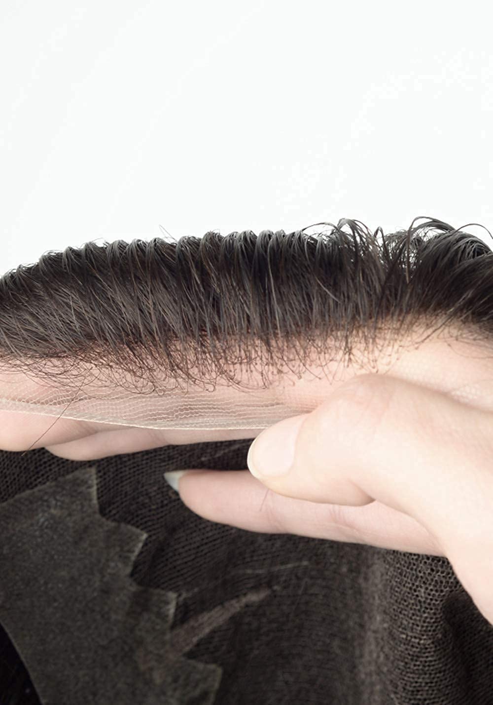 Glorious Hub Ultra Thin Q6 Undetectable Front Hairline Patch for Men 100% Natural Silky and Soft Human Hair Proper Ventilation Hair Toupee Swiss Lace System (Natural Brown, 10x8) 2